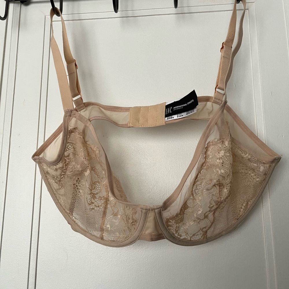 INC beige lace bra